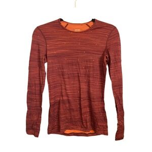 Icebreaker 200 Merino Wool Base Layer Top Womens Small Orange Long Sleeve